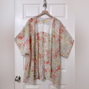 Cato Floral Lace Kimono 22 Boho Peasant Beach Cottagecore Spring Neutral